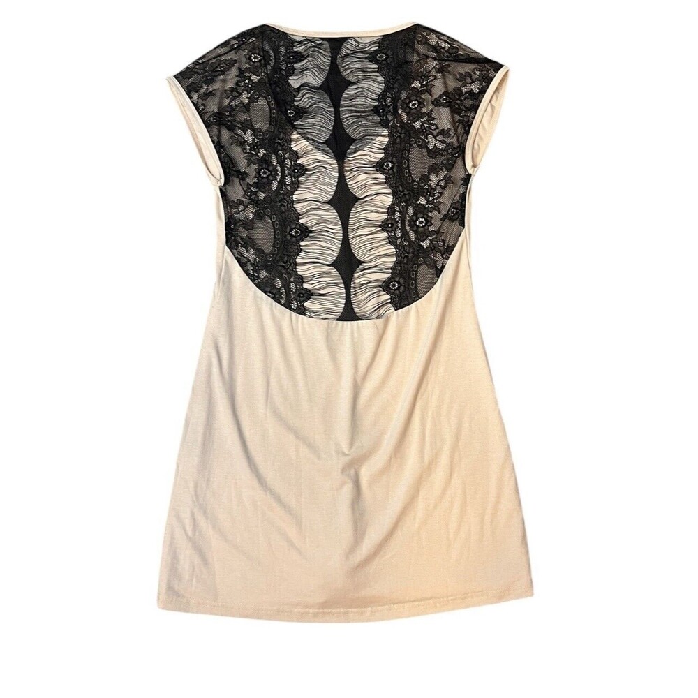 Meghan Los Angeles Mini Dress Womens Medium Peach Black Excellent Lace Back‎